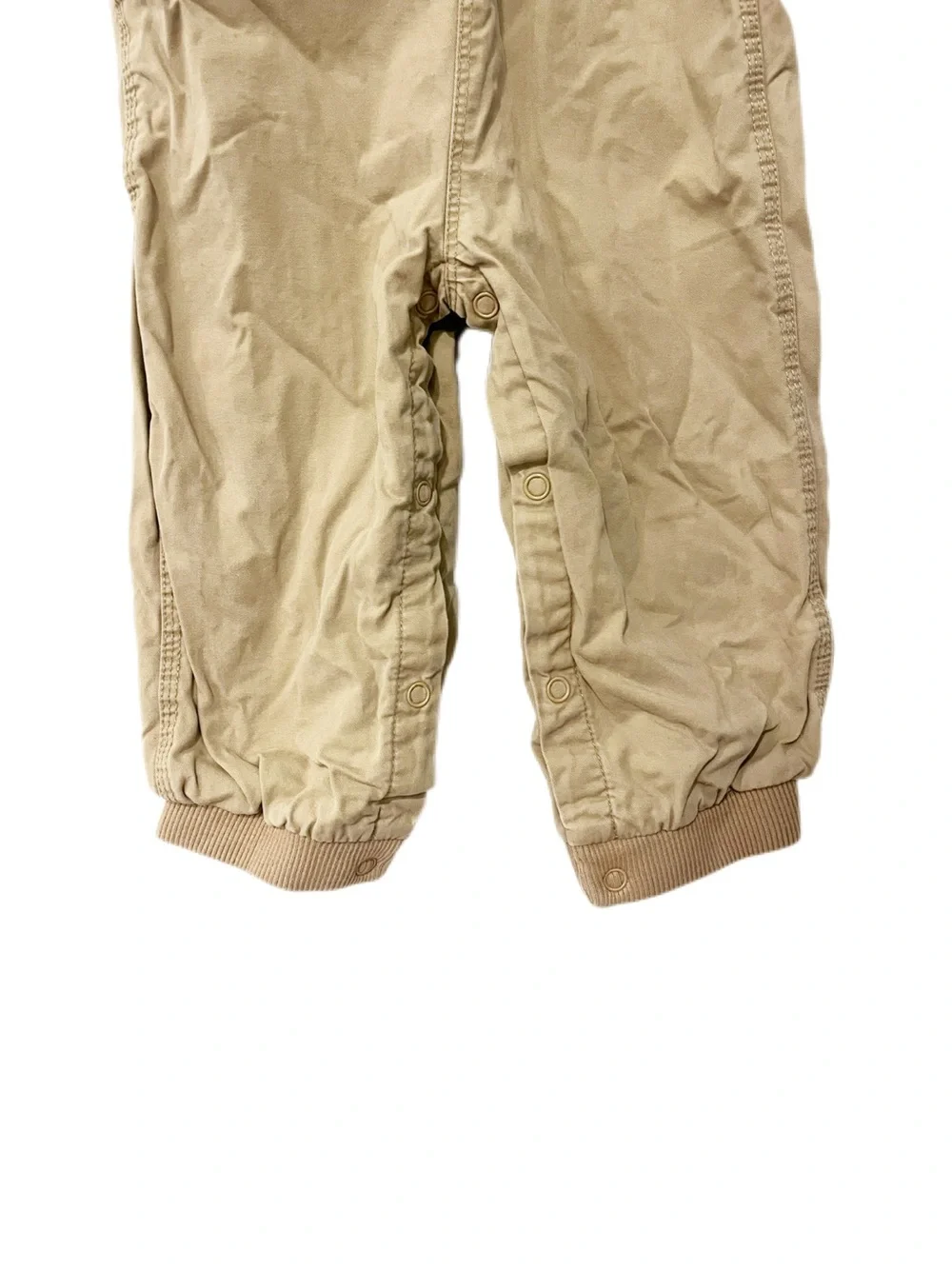 Petit Bateau 18m Baby Khaki Overalls - Comfortable Tan Cotton Dungarees